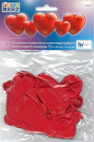 Herzballons, rot, 10 Stück