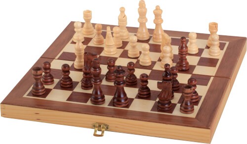 Natural Games Schachkassette dunkel, 29x29 cm, Strategiespiel, ca. 29x29x2,2cm, für 2 Spieler, ab 8
